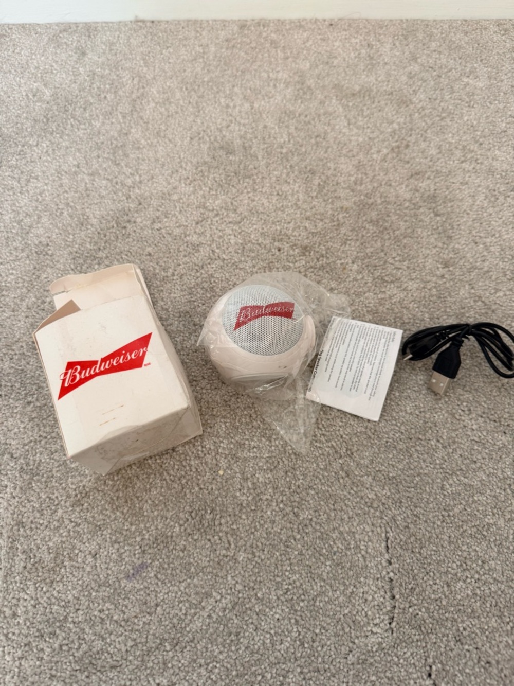 Budweiser Portable Bluetooth Speaker - White with Red Logo